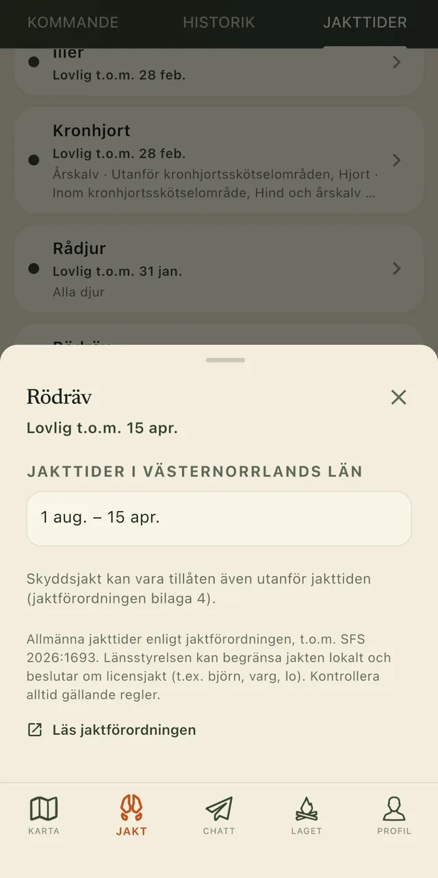 Jakttider för rödräv i Västernorrlands län